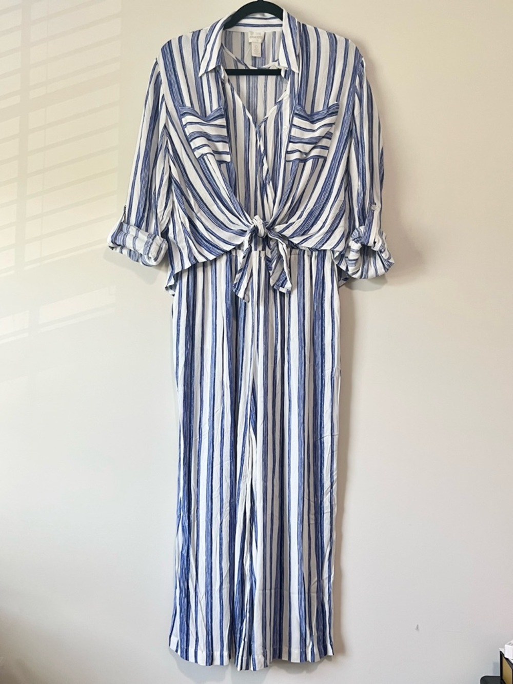 Chico's Guacho Blue and White Striped 2 Piece Jumpsuit - Picture 11 of 16